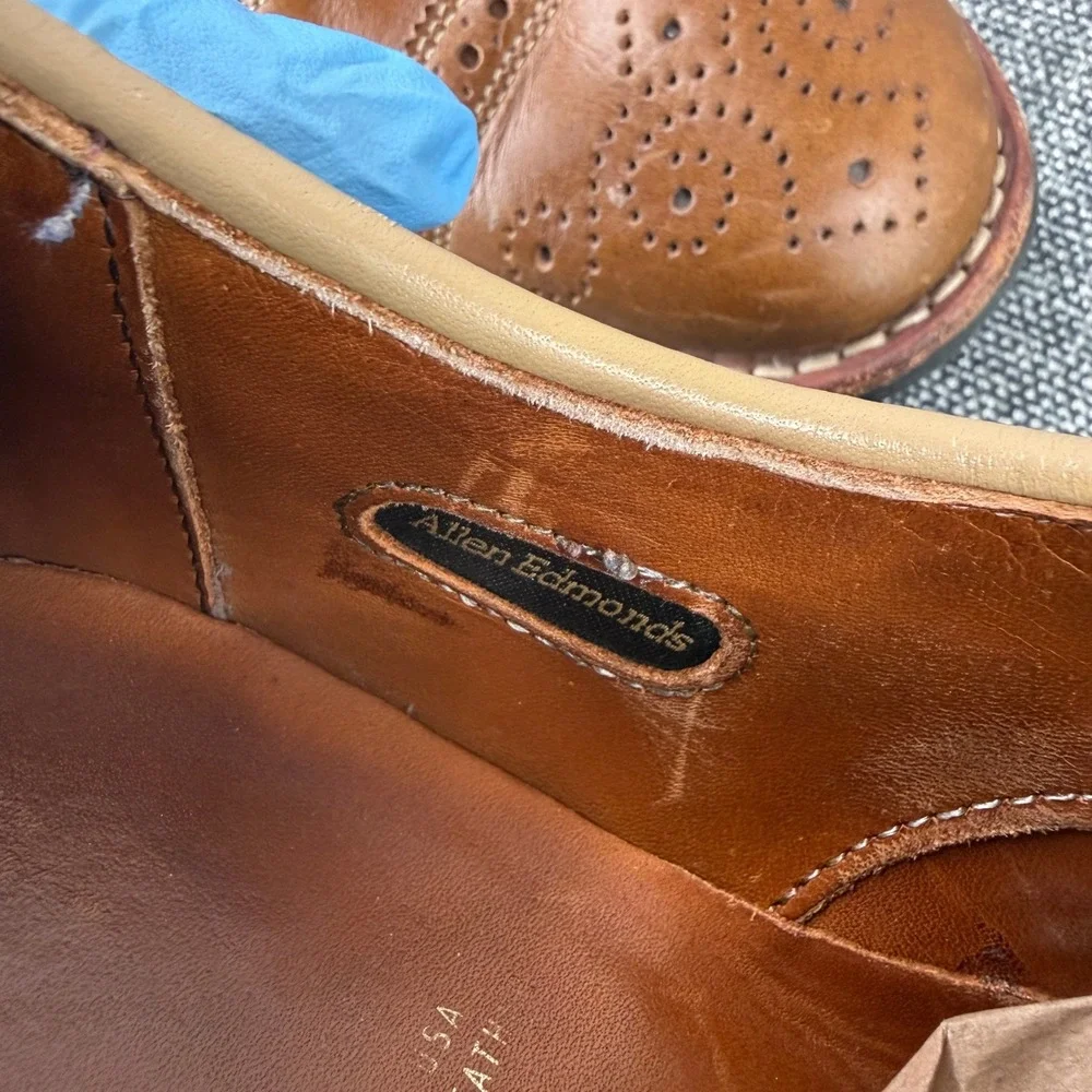 Allen Edmonds Strand Oxford Men 8.5 D Tan Leather Brogue Cap Toe Shoes 2005